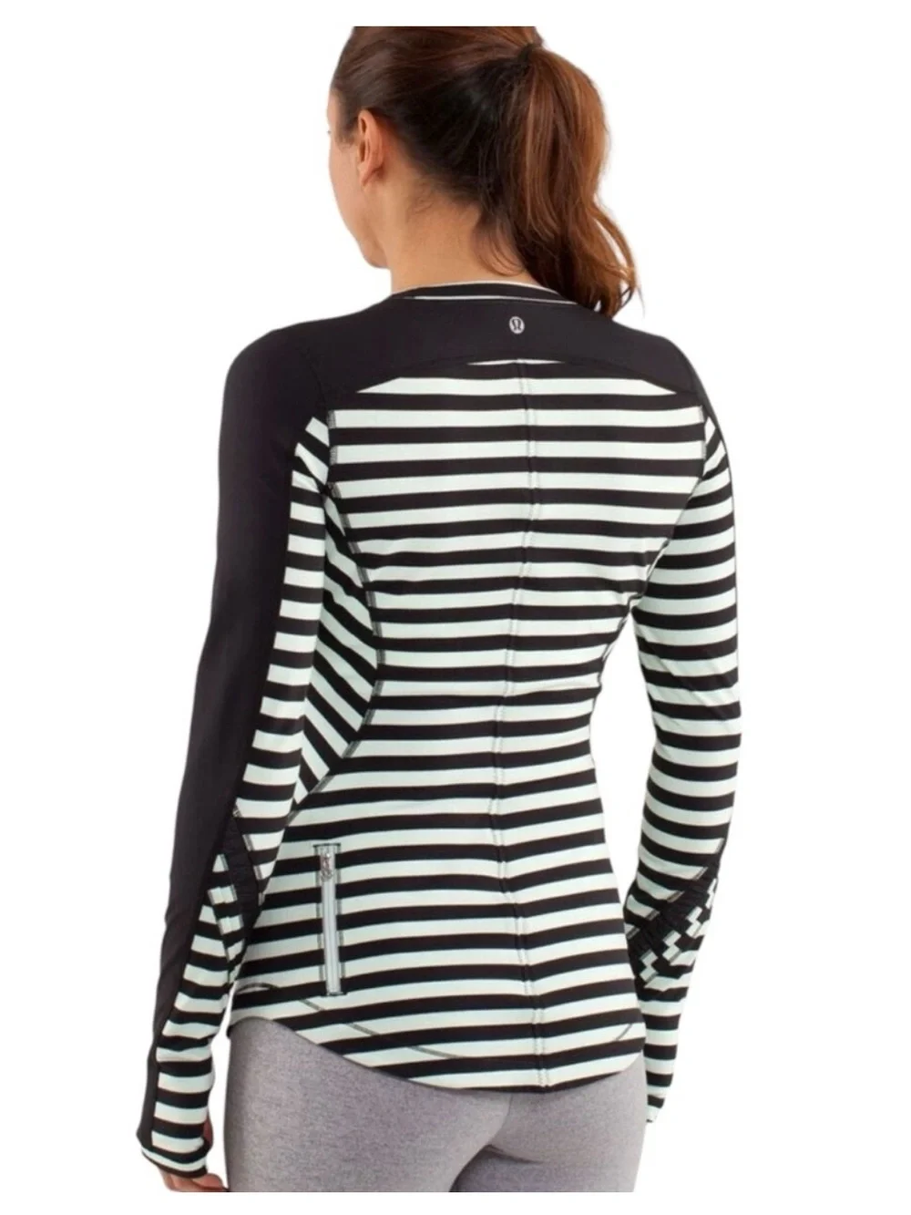 Lululemon Run Reflect long sleeve in sea stripe mint moment black